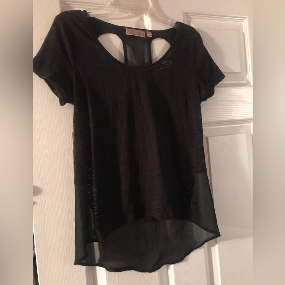 Vera Wang racer back black sheer top